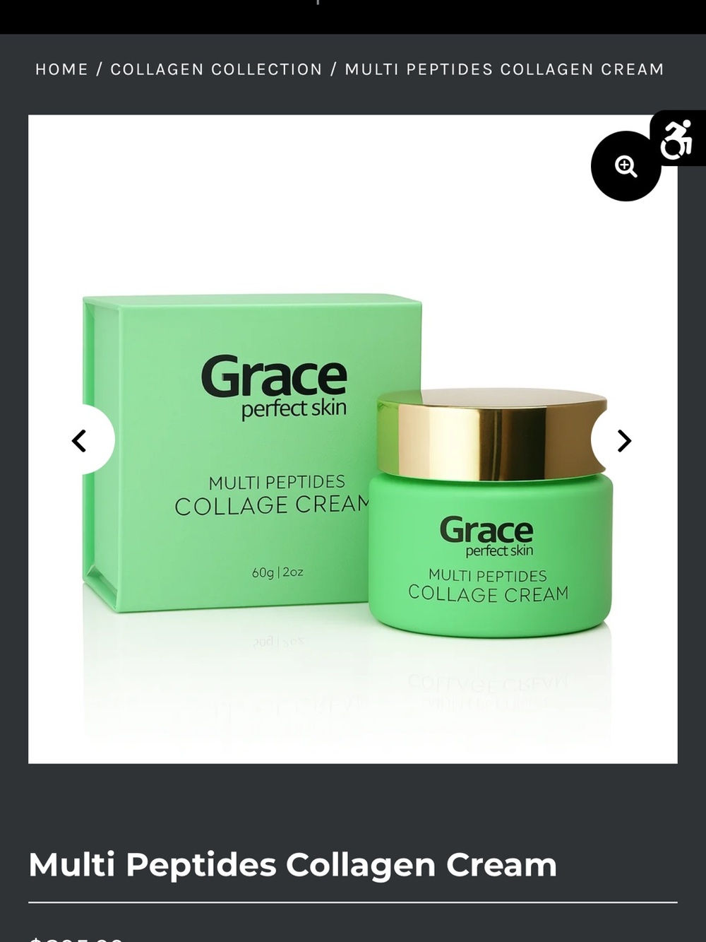 Grace Multi Peptides Collagen Cream - Mint Green with Gold Lid
